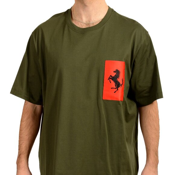 Scuderia Ferrari Men's Olive Label Pocket Short Sleeve T-Shirt US 3XL IT 58